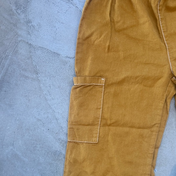 Gap kids linen Blend hand dyed tumeric tone ochre Cargo Pants size 10 EUC - Picture 3 of 4